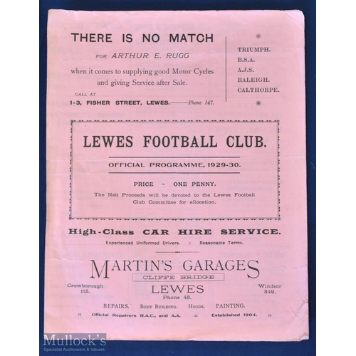 432 - 1929/30 Southwick v Eastbourne Comrades, Sussex Senior Cup final at Lewes FC, large 4 page match pro... 