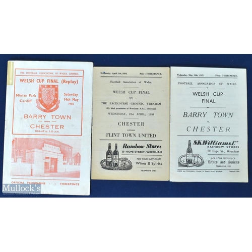 455 - Selection of Welsh Cup final match programmes to include 1954 Chester v Flint Town Utd (Wrexham), 19... 