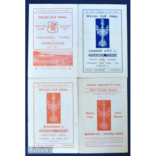 459 - Selection of Welsh Cup final match programmes 1950 Swansea Town v Wrexham, 1956 Cardiff City v Swans... 