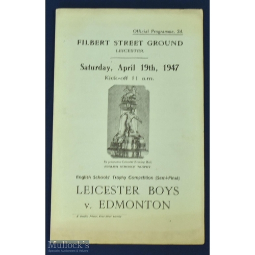 463 - ESFA 1947 semi/final Leicester Boys v Edmonton Boys 19 April 1947 at Filbert Street, Leicester; fair... 