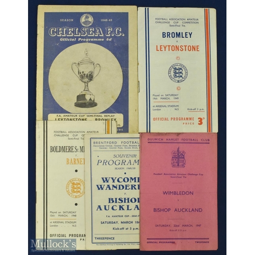 472 - FA Amateur Cup s/f programmes to include 1947 Wimbledon v Bishop Auckland, 1948 Boldmere St Michael'... 