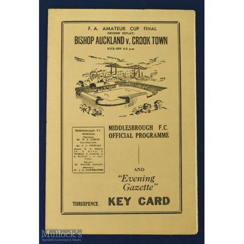 485 - 1954 FA Amateur Cup final 2nd replay match programme Crook Town v Bishop Auckland 22 April 1954 at A... 