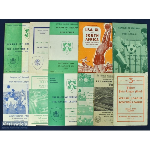 489 - Selection of inter-league match programmes to include League of Ireland v 1954 Scottish League, v 19... 