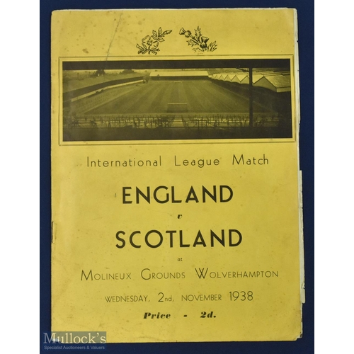 491 - 1938 International League match England v Scotland 2nd November 1938 at Wolverhampton Wanderers; fai... 