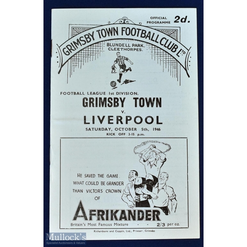 530 - 1946/47 Grimsby Town v Liverpool Div. 1 match programme 5 October 1946; NB: Liverpool win 6-1, has f... 