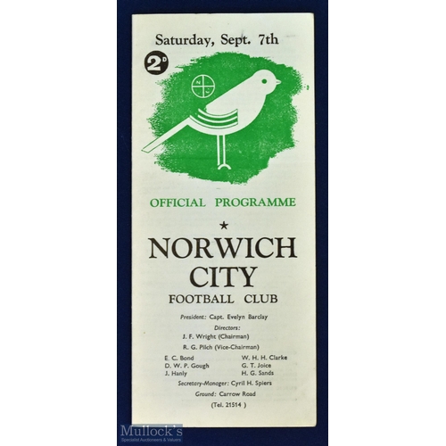 539 - 1946/47 Norwich City v Charlton football combination match programme 7 September 1946; fold out type... 