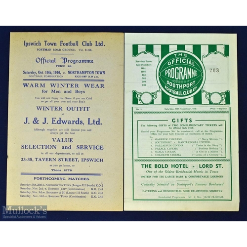 543 - 1946/47 Southport reserves v Bacup Borough match programme 14 September 1946 Lancashire Combination;... 