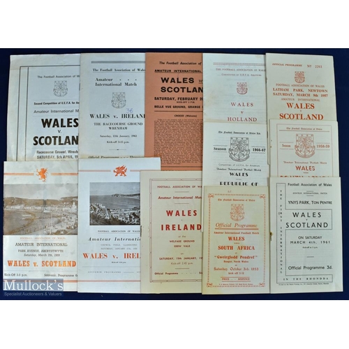 570 - Selection of Wales Amateur international match programmes 1953 South Africa, 1957 Scotland, Ireland,... 