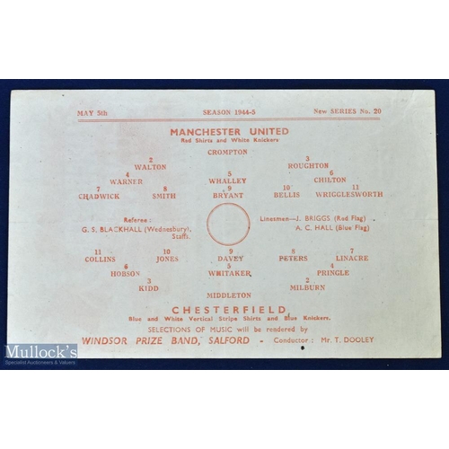 588 - 1944/45 Football League Cup North s/f Manchester Utd v Chesterfield 5 May 1945 at Maine Road, single... 