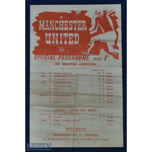 596 - 1944/45 Manchester Utd v Stoke City war league north cup qualifying competition 7 April 1945 at Main... 