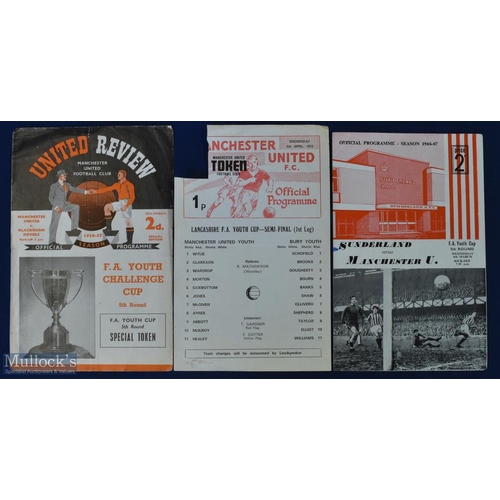 598 - Selection of Manchester Utd youth cup home match programmes 1956/57 Blackburn Rovers (FA youth cup),... 