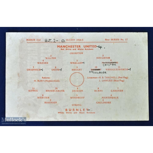 599 - 1944/45 Manchester Utd v Burnley war league north cup qualifying competition 31 March 1945 at Maine ... 