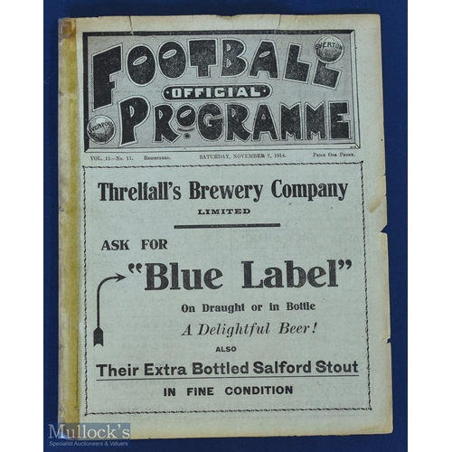 614 - 1914/15 Everton v Blackburn Rovers Programme 7 November 1914 also covers Liverpool Reserves v Rochda... 