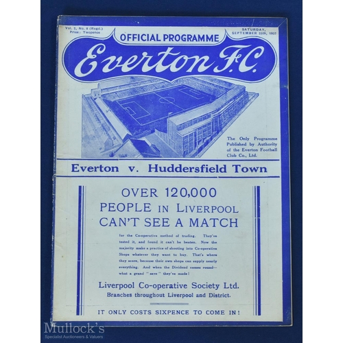 617 - Pre-War 1937/38 Everton v Huddersfield Town Programme 25 September 1937 in excellent condition, no w... 