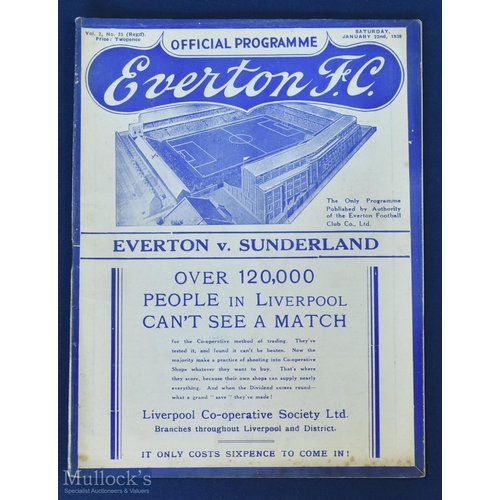 618 - Pre-War 1937/38 Everton v Sunderland (FA Cup) Programme 22 January 1938 in excellent condition, no w... 