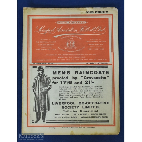 620 - Pre-War 1936/37 Liverpool v Chelsea Programme 1 May 1936 in excellent condition, no writing