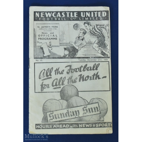 624 - Pre-War Newcastle United v Norwich City 1936/37 Programme 27 December 1938 very slightly creased, no... 