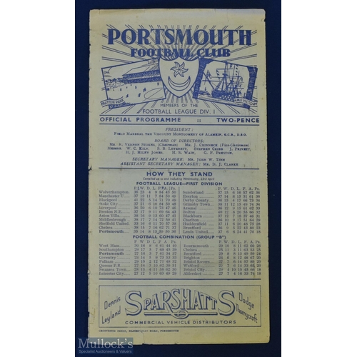 632 - 1946/47 Portsmouth v Manchester Utd Div. 1 match programme 26 April 1947, fold out type, scarce issu... 