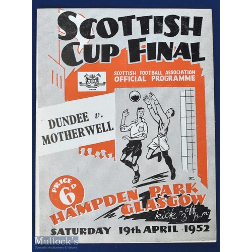 641 - 1952 Scottish Cup final Dundee v Motherwell 19 April 1952 match programme at Hampden Park; fair/good... 