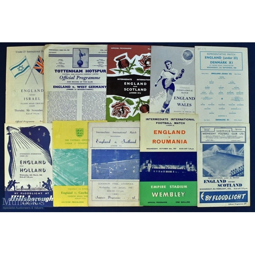 642 - Collection of England U23s home match programmes to include 1956 Scotland, 1957 Romania, 1958 Scotla... 