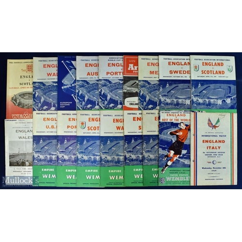 645 - Collection of England home international match programmes to include 1949 Italy (ph), 1953 Rest of W... 