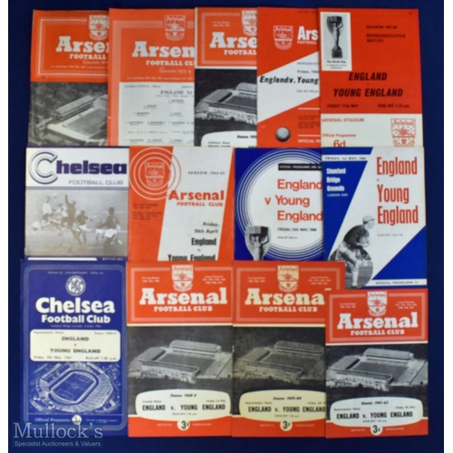 648 - Selection of international end of season England v Young England match programmes to include 1954, 1... 