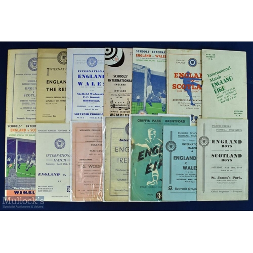 651 - Selection of England schools international match programmes to include 1947 Eire, 1947 Scotland (uni... 