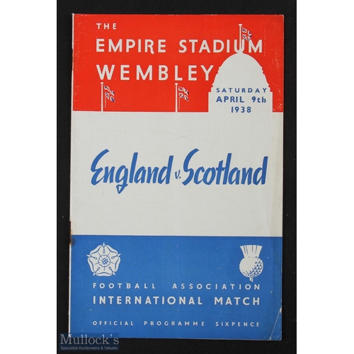 662 - 1938 England v Scotland international match programme at Wembley 9 April 1938; slight crease, rusty ... 