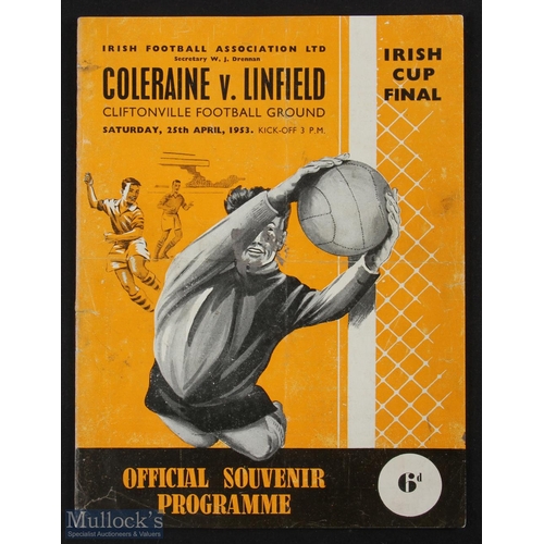 669 - Irish FAC final 1953 Linfield v Coleraine 25 April 1953 at Cliftonville, Belfast; fair/good conditio... 