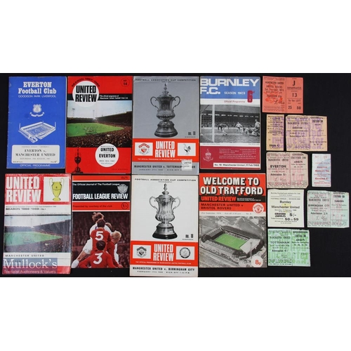 677 - Selection of Manchester Utd match programmes with tickets to include 1967/68 away at Everton + ticke... 