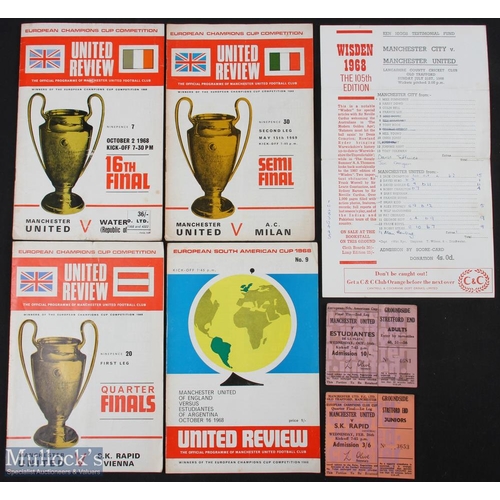 678 - Selection of Manchester Utd match programmes 1968/69 Rapid Vienna + match ticket, 1968/69 v Estudian... 