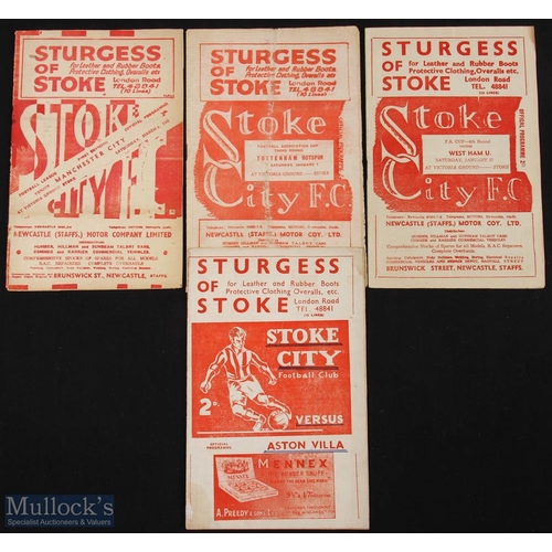 679 - Selection of Stoke City home programmes 1947/48 Manchester City, 1949/50 Tottenham Hotspur (FAC) (po... 