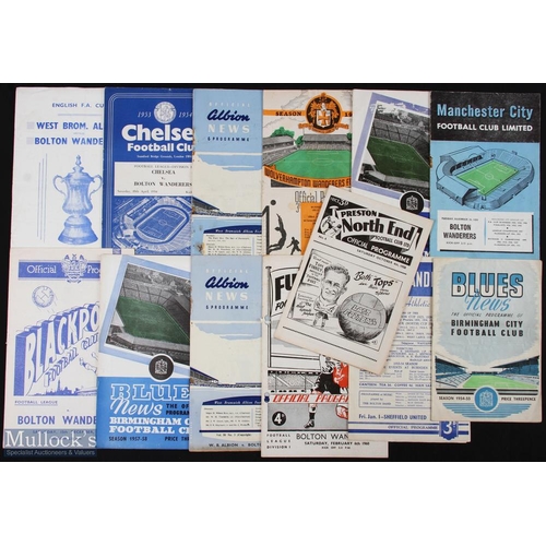 680 - Selection of Bolton Wanderers away match programmes 1951/52 West Bromwich Albion (FAC - 4 page pirat... 