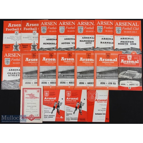 685 - Selection of Arsenal home programmes 1947/48 Manchester City, 1950/51 Aston Villa, Middlesbrough, 19... 