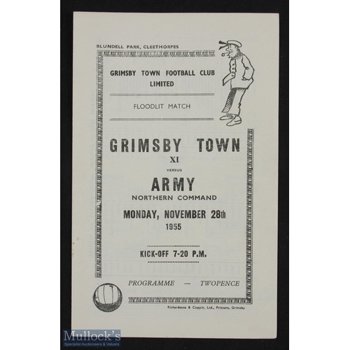 701 - 1955/56 Grimsby Town v Army Northern Command Challenge match at Blundell Park, 4 pager, autographed ... 