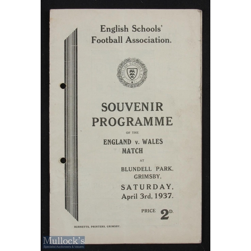 716 - Pre-war 1936/37 English Schools FA international match programme England v Wales Schools 3 April 193... 