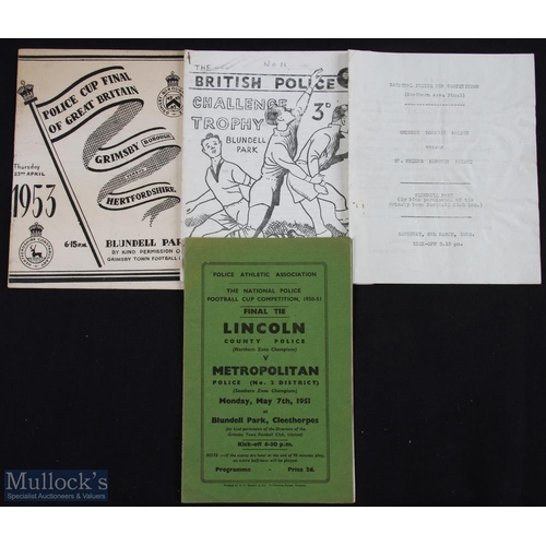 722 - Selection of match programmes at Blundell Park; 1951 Lincoln County Police v Metropolitan Police (Po... 