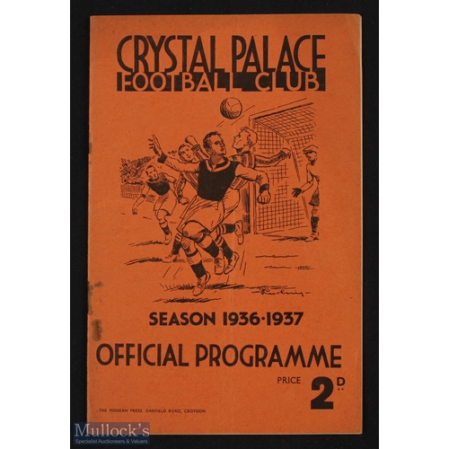 723 - 1936/37 Crystal Palace v Grimsby Town friendly match programme 10 April 1937 at Selhurst Park; rusty... 