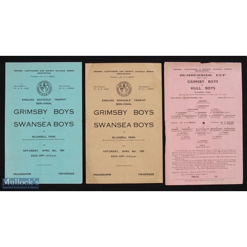 728 - 1950 ESFA trophy s/f Grimsby Boys v Swansea Boys programme (light blue) 8 April 1950, similar issue ... 