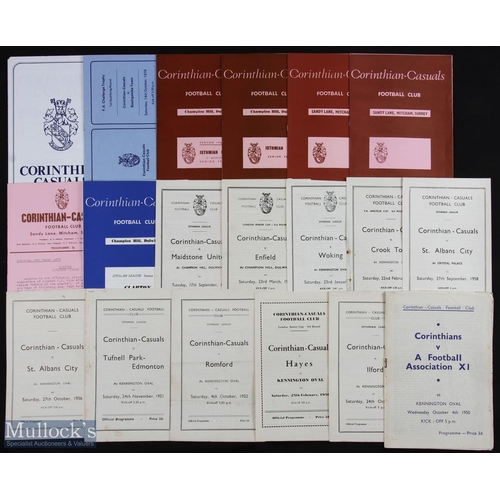 743 - Selection of Corinthian Casuals home match programmes 1950/51 FA XI, 1951/52 Tufnell Park, 1952/53 R... 