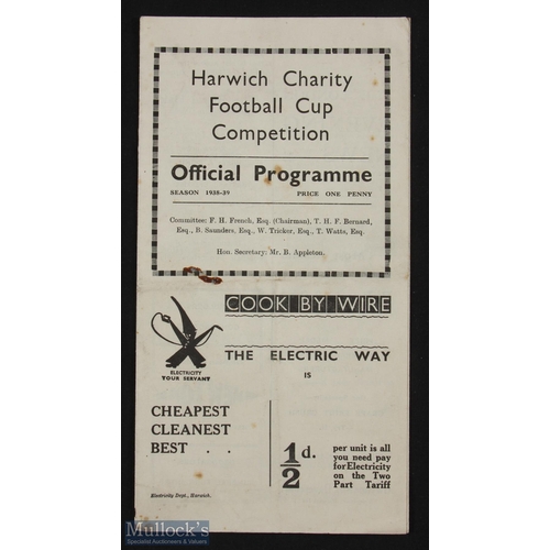 748 - Harwich Charity Cup final Harwich & Parkeston v Metropolitan Police match programme 3 May 1939, fold... 