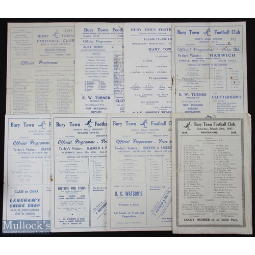 780 - Selection of Bury Town v Harwich & Parkeston Eastern Counties League match programmes 1946/47, 1948/... 