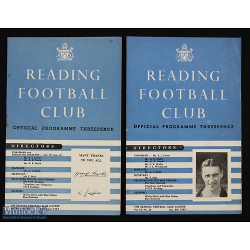 787 - 1953/54 Reading v Newcastle Utd 26 April (benefit) match programme; 1954/55 Reading v Manchester Utd... 