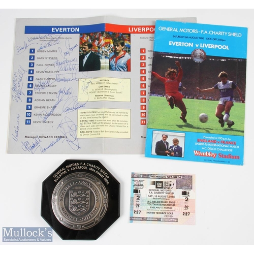 807 - 1986 Warren Aspinall General Motors FA Charity Shield Plaque Everton v Liverpool 16th August 1986 ha... 