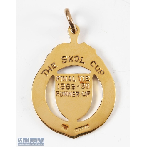 808 - 1989/90 Scottish Football League The Skol Cup Final Tie Runner Up 9ct Gold and Enamel Medal with blu... 