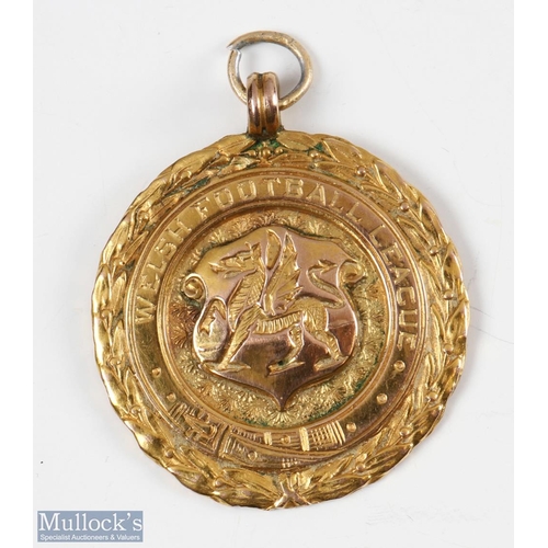 810 - 1930/31 Welsh Football League Cup Winners 9ct Gold Medal having Welsh dragon design to front with en... 