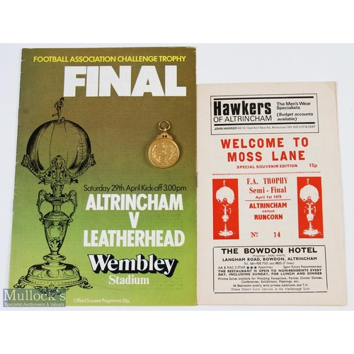 816 - 1977/78 FA Challenge Trophy Competition 9ct Gold Winners Medal Altrincham v Leatherhead played at We... 