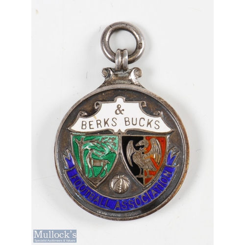 826 - 1922/23 Berks & Bucks Football Association Silver and Enamel Medal having enamelled lettering and cr... 