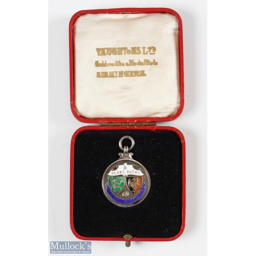 826 - 1922/23 Berks & Bucks Football Association Silver and Enamel Medal having enamelled lettering and cr... 