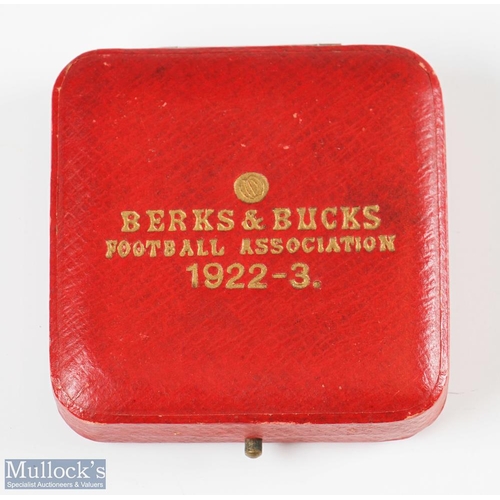 826 - 1922/23 Berks & Bucks Football Association Silver and Enamel Medal having enamelled lettering and cr... 